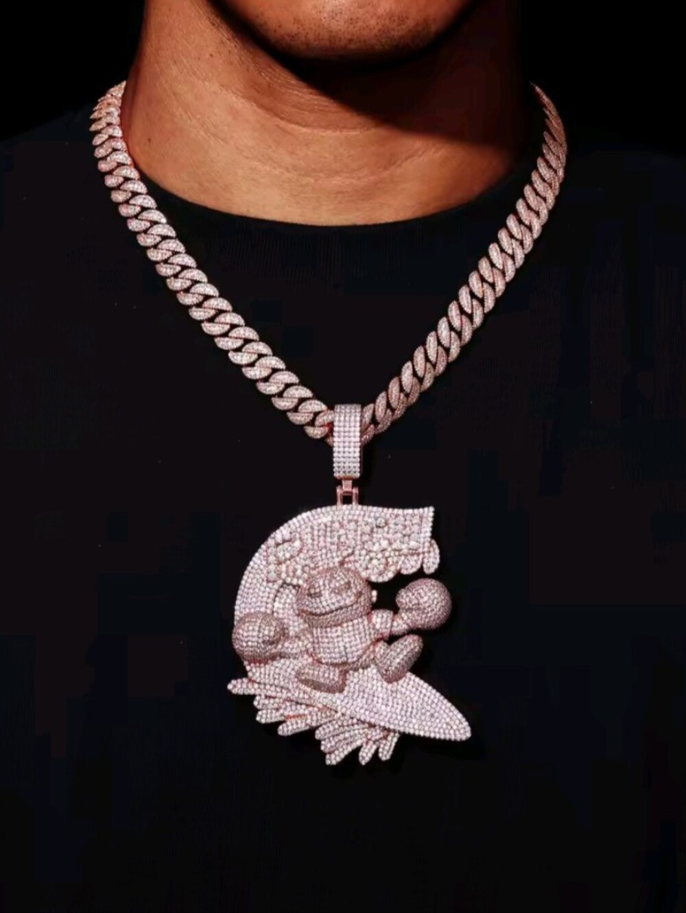Men's Hip Hop 5A Full Diamond Zircon Trendy Cartoon Anime Pendant With Chain